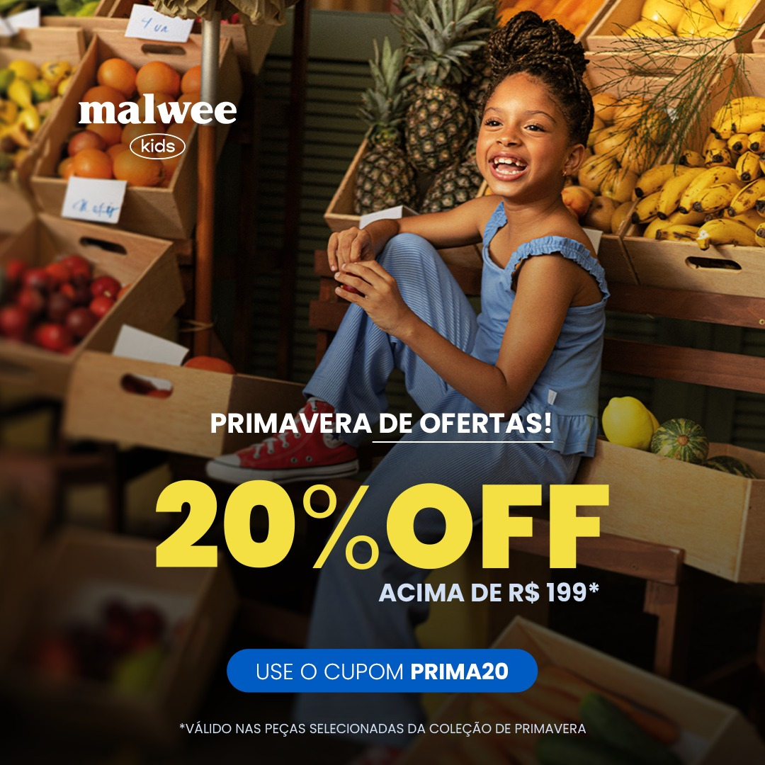 Primavera de Ofertas na Malwee Kids! Ganhe 20% OFF comprando acima de R$ 199! Use o cupom…